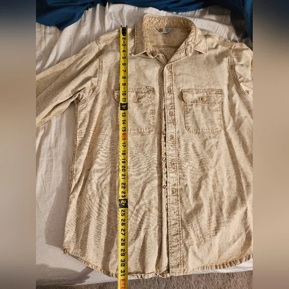 Vintage Carhartt Shirt Jacket Mens XL-2X Vintage Tan Acid Wash Button Down Rare
